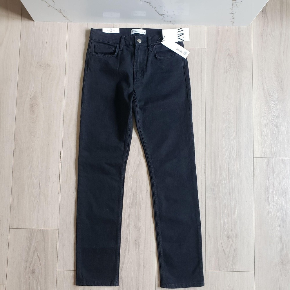 Zara Jeans Womens 6 Black Dark Wash Slim Fit High Rise Stretch Denim Full Length